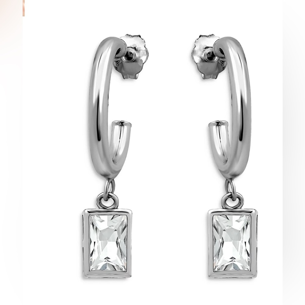 Aqua Silver Hoop Earrings